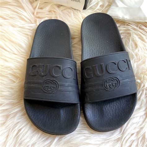 women's gucci rubber slides|gucci rubber pursuit g slides.